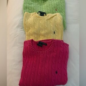 Ralph Lauren Vibrant Cable Knit Sweater Trio